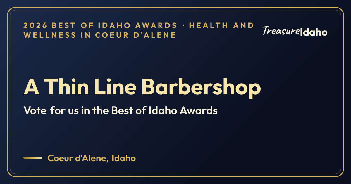 Vote for A Thin Line Barbershop card for Health and wellness in Coeur d'Alene
