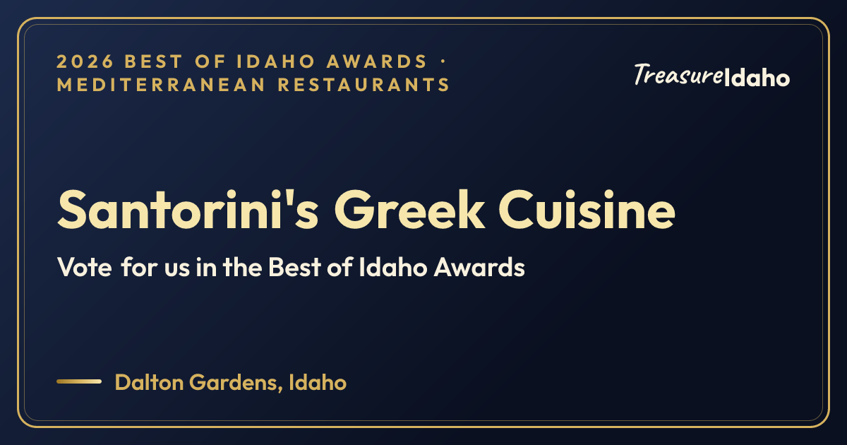 Vote for Santorini's Greek Cuisine card for Mediterranean restaurants
