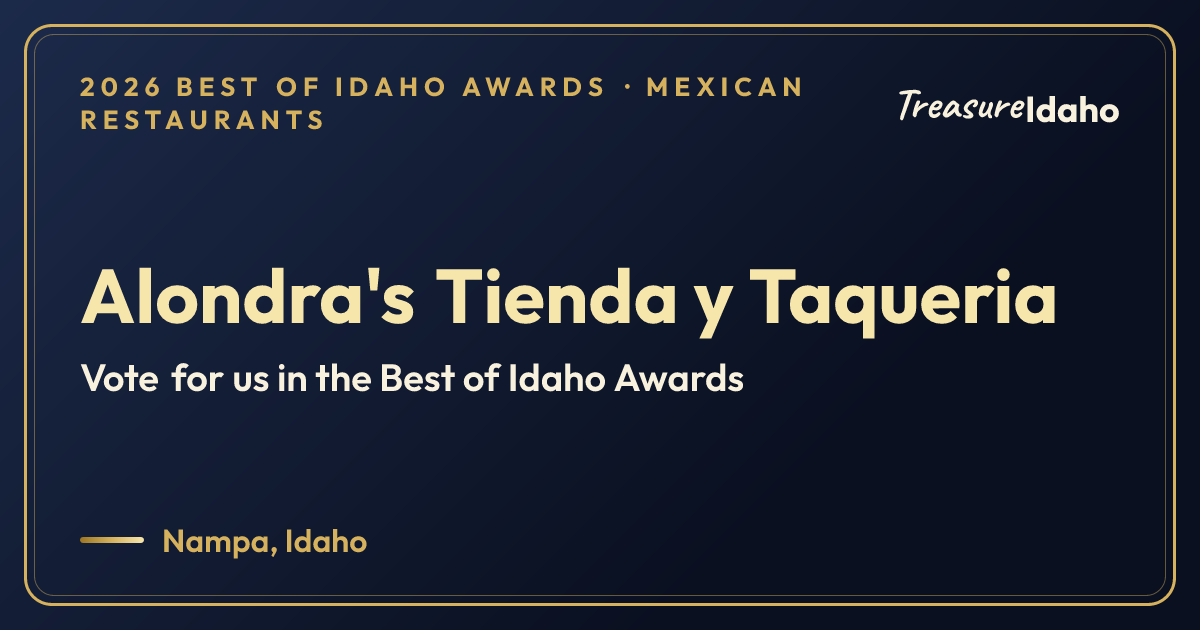 Vote for Alondra's Tienda y Taqueria card for Mexican restaurants