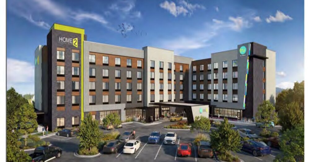 Hilton Home2 Tru south conceptual hotel rendering in Coeur d’Alene, Idaho